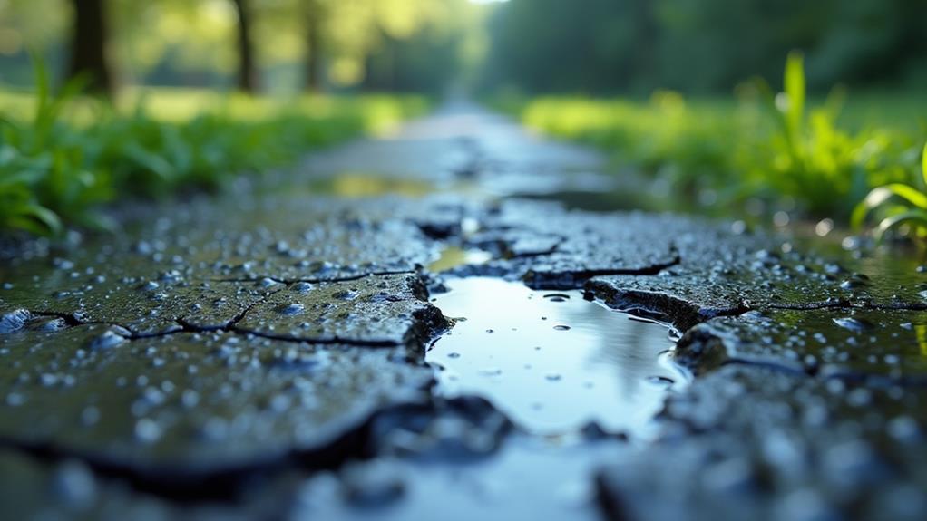 water seepage through tarmac